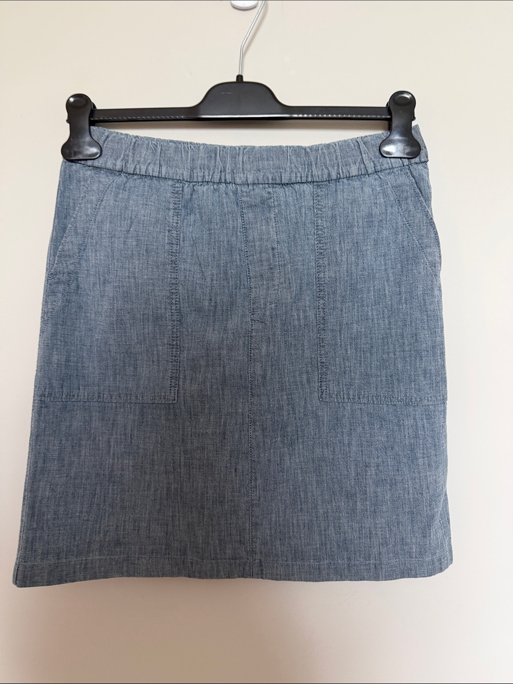 Lands End Classic Chambray A-Line Skirt - Blue, size 6